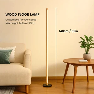 Wabi Sabi Solid Wooden LED Floor Reading Lamp 4.6ft Tall Remote Controlled for Bedroom Corners CE SAA RoHS Certified