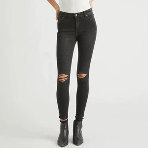 Women's Denim Jeans Solid Mid Waist Pencil Casual Breathable Quick Dry Stretch 100% Cotton Custom OEM Wholesale Sports Outdoor