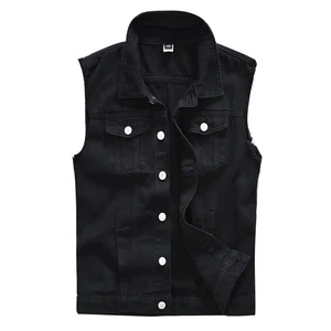 New Men's Fashion Casual Black Hooded Sleeveless Vest Denim Vest Jacket Street Punk Style Denim Vest Multiple Size Options M-6XL