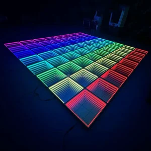 Hot Sale Wireless Portable DMX512 IP53 Rated Time Tunnel DJ 3D Mirror RGB LED Dance Floor for Party Wedding
