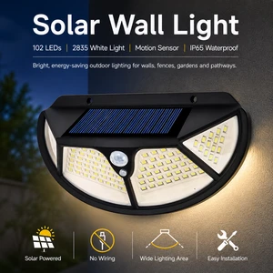 122 COB LED Solar Wall Light Small Outdoor IP65 Waterproof PIR Motion Sensor Security Remote Control Dimmable for Garden Yard
