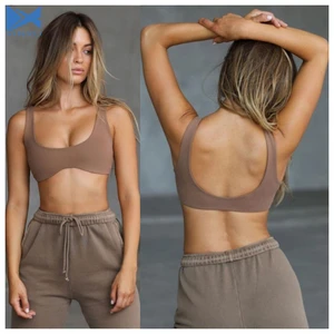 XINXU Unique Design U Neck Fitness Custom Brand Gym Solid Sleeveless Breathable Eco-Friendly Quick Dry Women Sports Bra
