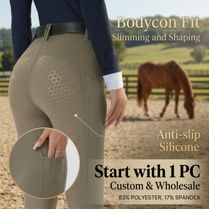 Women's Full Seat Silicone Grip Riding Pants With Pockets Equestrian Breeches Quick-Dry Tight Fit For All Women Riders