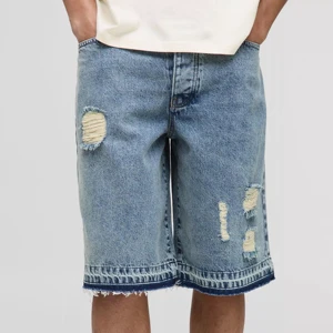 Customized Men's Casual Summer Denim Overalls Knitted Breathable Quick Dry 100% Cotton High Quality Embroidered Custom Design