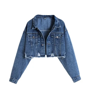 2023 Hot Selling Spring Autumn Blue Denim Jacket Women Short Jean Denim Coat Ladies Bike Jackets Woman Apparel