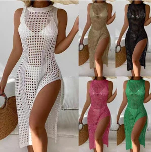 Hot Selling Beach Dress Bikini Cover up Mesh Cover up Swimsuit Women Hollow Out Knitted Cover up