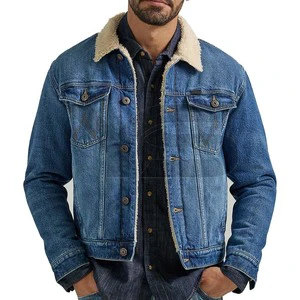 New Arrival Wholesale Coated Winter Men's Denim Jean Jacket with Cotton Lining Viscose Shell Windproof Casual