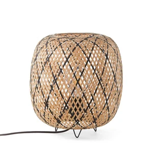Restaurant Table Lamp Rechargeable Light Bamboo Lampshade Bedroom Bedside Dining Table Light