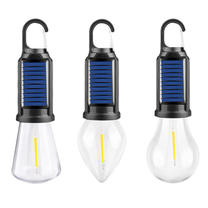 Solar Powered LED Camping Lamp with USB Charging White ABS Body Waterproof Outdoor Tent Light for BBQ Camping