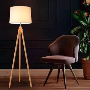 Premium Sense of Original Wood Color Bedroom Bedside Floor Lamp Fashion Best Selling Tripod Living Room Sofa Floor Light