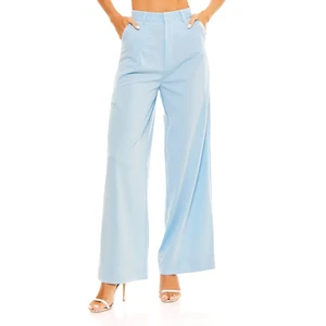 OEM/ODM Service Women's Full Length Woven Spring Pants Trousers Anti-Wrinkle Flat Elastic Waist Spandex/Polyester Loose Fit Wide