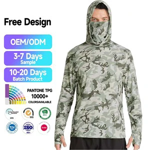 OEM&ODM Camisa De Pesca UPF 50 Breathable Quick Dry Sublimation Printed Long Sleeve Hooded Fishing Jersey