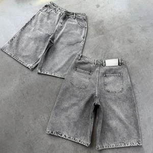LOW MOQ OEM Men's Blank Acid Washed Sun Faded Bermuda Denim Shorts Plain Plus Size Knee Length Pantalones Jorts Pour Hombre