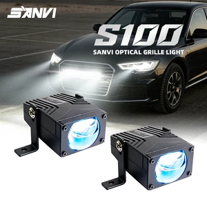 SANVI S100 LED Grille Lights White Amber Dual Color Front Grill Marker Light with Blue Film Coating Waterproof for Toyota Ford