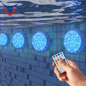 RGB 16 Colors Underwater Pool Light IP68 Waterproof, 18 Modes 15 LED Remote Control for Spa Pond Aquarium Party Decor