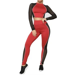 High Quality Women's Quick Dry 2-Piece Yoga Sports Suit Plus Size Fitness Running Wear Solid Color Spandex/Nylon Anti-Bacterial