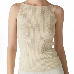 Summer New Retro Round Neck Breathable Casual Short Knit Vest for Women, Slim Fit Solid Color Camisole
