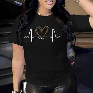 New Printed T-Shirt Round Neck Loose Plus Size Short Sleeve Casual Women's T-Shirt Top Women's T-shirt