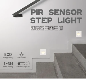 Led Motion Sensor Stair Wall Light Smart Aluminum Fixed Mini Recessed 1W Square LED Wall Light