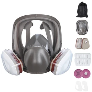 Full Face Silicone Mask with Anti-Toxic Filter Firefighting Chemical Pesticide Resistant Spray Painted Protective Face Shield
