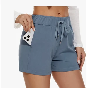 Hot Sale Women Plus Size Solid Breathable Shorts High Waist Shorts with Pockets Casual Custom Breathable Plus Size Women Shortso