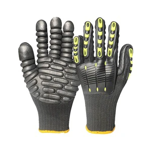Custom TPR Anti Vibration Work Gloves, Shock Proof Impact Reducing Latex Coated Foam Finish Safety Gloves Luvas Guantes
