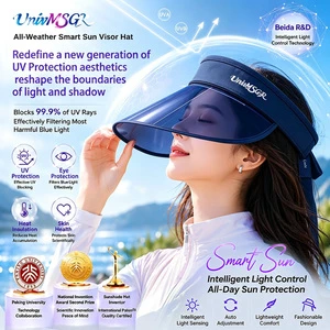 Anti UV Unisex Transparent Wide Curved Brim Casual Sports Cycling Running Adjustable Summer Beach Sun Visor Cap 100% Polyester