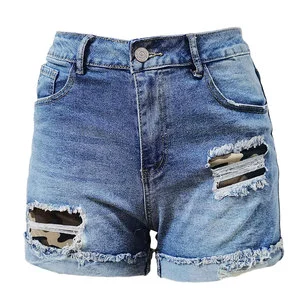 Premium Quality Breathable Quick Dry Ladies Canvas Denim Shorts Elastic Waist for Wash Simple Plain Design Casual Style
