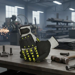 TPR Anti-Impact Cut Resistant Safety Gloves Nitrile Coating HPPE Liner ANSI/ISEA Cut Level 5 for Oilfield Mining Industrial Use