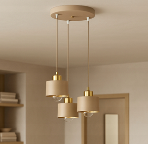 JACKSUN Nordic Luxury Beige Three-Light Suspended Iron Chandelier | Bedroom Light Bedside Lamp Kitchen Island Lighting