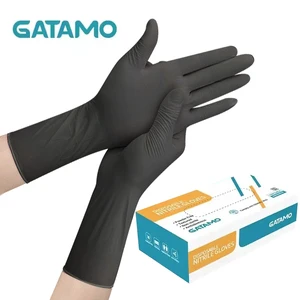 SN045 M Size Food Grade Black Examination Household Tattoo Nitrile Gloves Powder Free Disposable Tapered Cuff Anti-Slip
