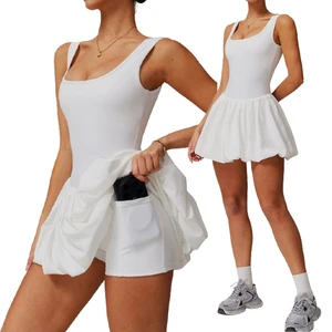 New Design Sports One Piece Jumpsuits Gym Women Tennis Skirt Jumpsuits Bodysuit Stretchy Sports Tops Suit Golf Clothing Dress