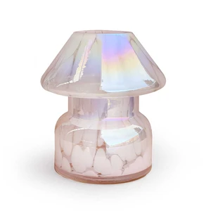 Beautiful Pink Two-piece Glassware Candle Lamp Home Decoration Reusable & Waterproof Heat Resistant