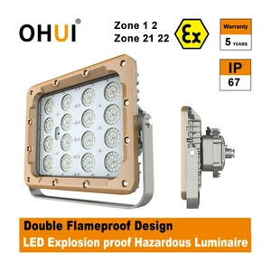 OHUI 240W IP67 Led Explosion Proof Light Double Flameproof Design ATEX Certificate 100-277V 6000k For Zone 1 2 21 22
