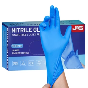 Blue disposable nitrile gloves 100pcs 1 box 3mil for industrial use in food processing waterproof oil resistant powder free