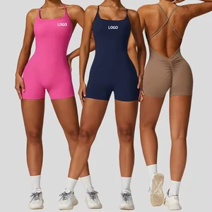 Women's Sleeveless Yoga Jumpsuit Fitness Activewear Spandex Bodysuit Fashion Sports Wear Custom Logo Gym Workout Jumpsuit