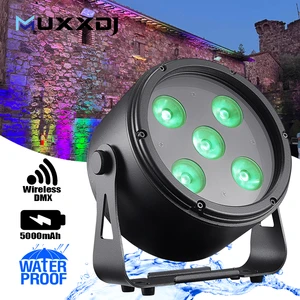 Outdoor IP65 Wedding Dj Wireless 5x18W RGBWA+UV 6in1 Battery Powered Led Par Light Dmx512 Control Uplight