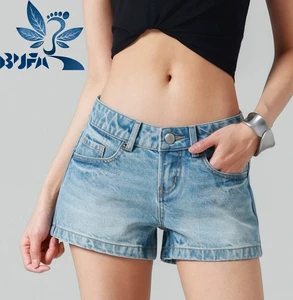 Best Quality Women's High Waist Distressed Washed Denim Shorts Breathable Summer Straight Jeans 3D Embroidery Sexy Streetwear