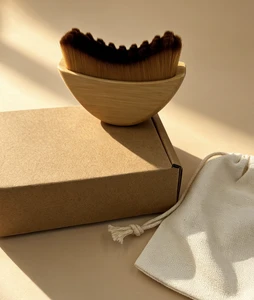 Lymphatic Drainage Face Brush Facial Massage Lymphatic Contour BrushWooden Handle Bamboo Handle Lymphatic Contour Brush