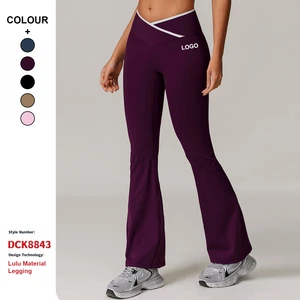 Custom High Quality Tight Yoga Pants Flared Cross High Waist Wide Leg Pants Women'S Sports Fitness Flared Yoga Pants