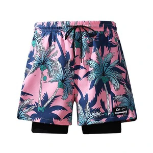 Quick Drying Plus Size Flat Corner Swim Trunks Double-layer Beach Pants, Hot Spring Beach Pants Men's and Women's Swimming Pants