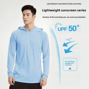 Men's Summer Sun Protection Outdoor Fishing Clothing UV-Resistant Hooded Slim-Fit Breathable Solid Beach Hiking Mountaineering