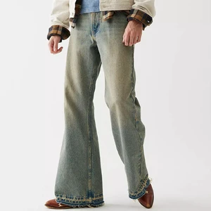 New Style Denim Straight Loose Fitting High Waist Plus Size Women Trousers