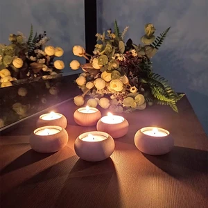 Handmade Bamboo Wood Lotus Flower Candle Holder Jars And Stand Elegant Home Or Bar Decoration For Christmas