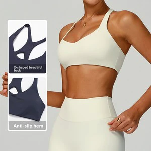 Eco-Friendly Recycled Recycled Nylon Sports Bra Hollowed-Out Beautiful Back Tight Solid Pattern Womens Bra