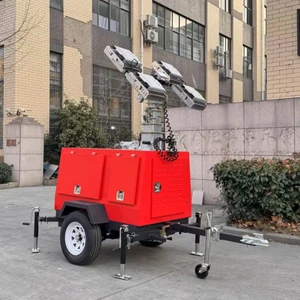 All in One Portable LED Tower Light with 7m/9m Mast IP23 Rated 180 Beam Angle for Construction/Outdoor Use