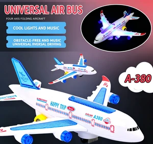 Customizable 3D Lights Electric Airplane Toys Illuminated Swivel Aircraft Children's Model Assembly Universal Toy