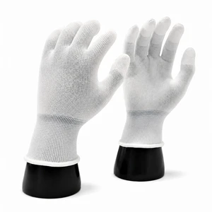 Professional Fingertip Coated White Polyester Grey PU Safety Work Gloves for Quality Inspection Laboratory Stationery Use