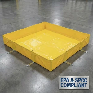Heavy Duty Industrial Grade 25oz Waterproof Ripstop Vinyl Spill Berm Custom Built Foldable L Bracket Secondary Containment