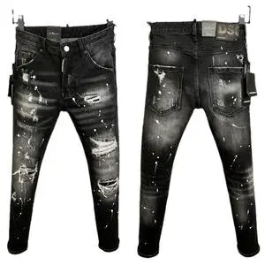 Odm Fashion Paint Splash Distressed Jeans Long Pants Streetwear Mens Washed Jeans